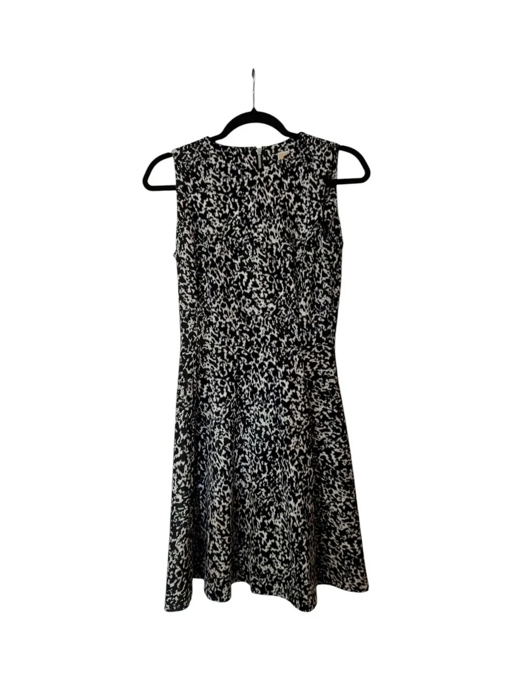 Michael Kors Black and White Printed Midi Dress